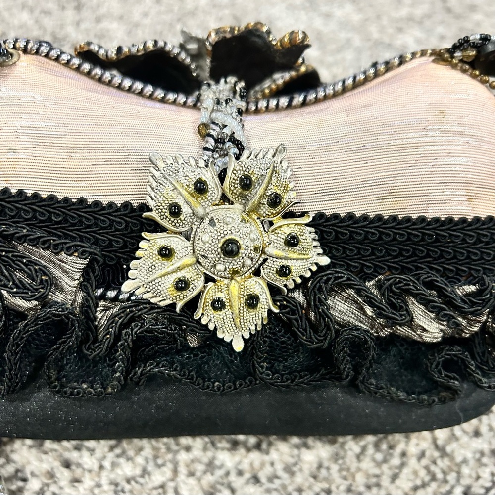 Mary Frances Dark Multi-Toned Vintage Beaded Floral Evening Clutch Rare - Picture 5 of 11